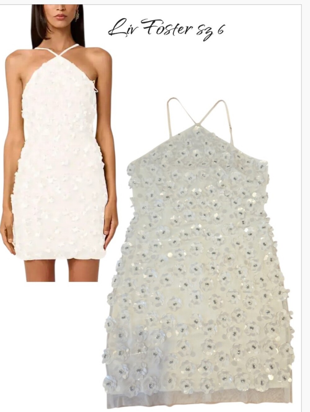 Liv Foster Maeve Beaded Sequin Halter Mini Dress Sz 6